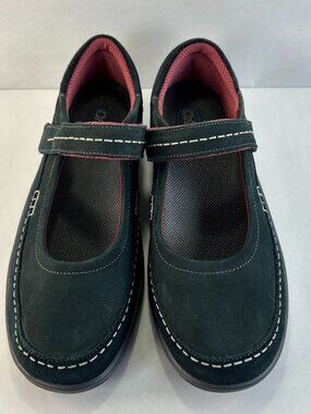 Orthofeet Athens Mary Jane Shoe 11.5W Blue Leather Casual Orthotic Comfort Flats